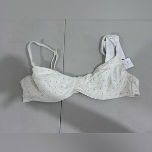 Onia Cream Eyelet Bikini Top